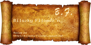 Bilszky Filomén névjegykártya